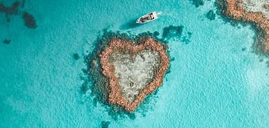 The iconic heart reef has been the backdrop to many romantic proposals due to its shape