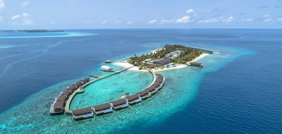 An aerial view of the the Westin Maldives Miriandhoo Resort