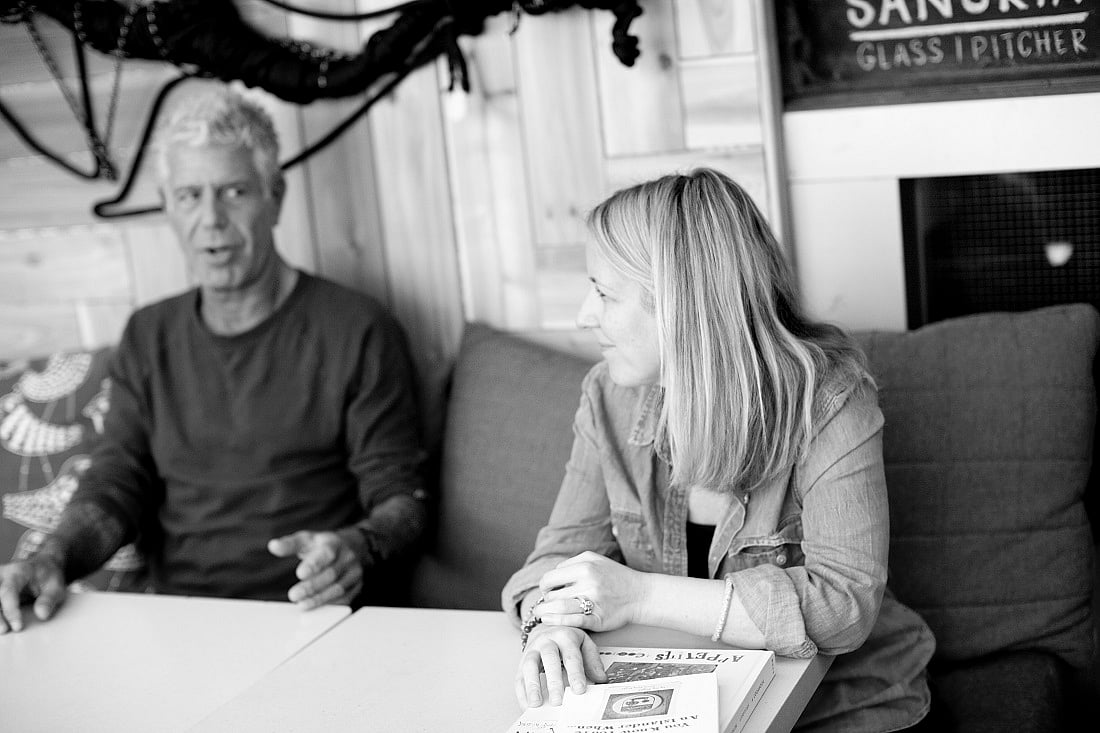 The late Anthony Bourdain with Laurie Woolever
