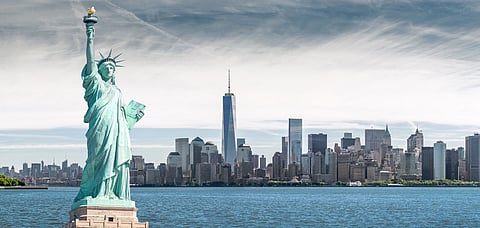 A view of the Statue of Liberty in New York City, USA