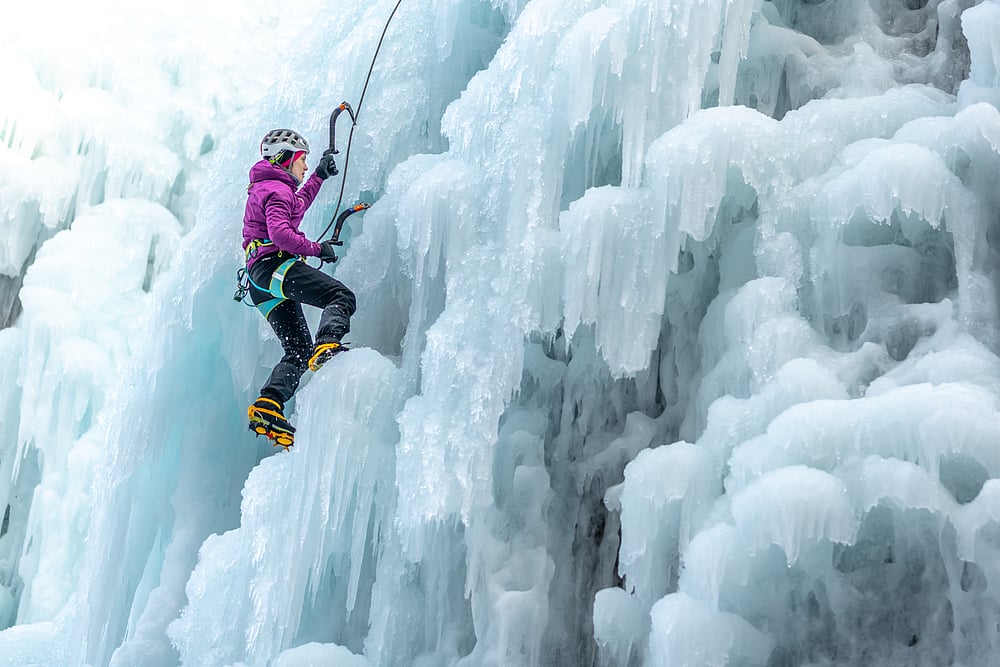 Ice climbing is usually done on frozen waterfalls. Photo Credit Shutterstock.com