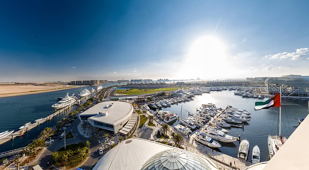 Am aerial shot of the Yas Marina  - null