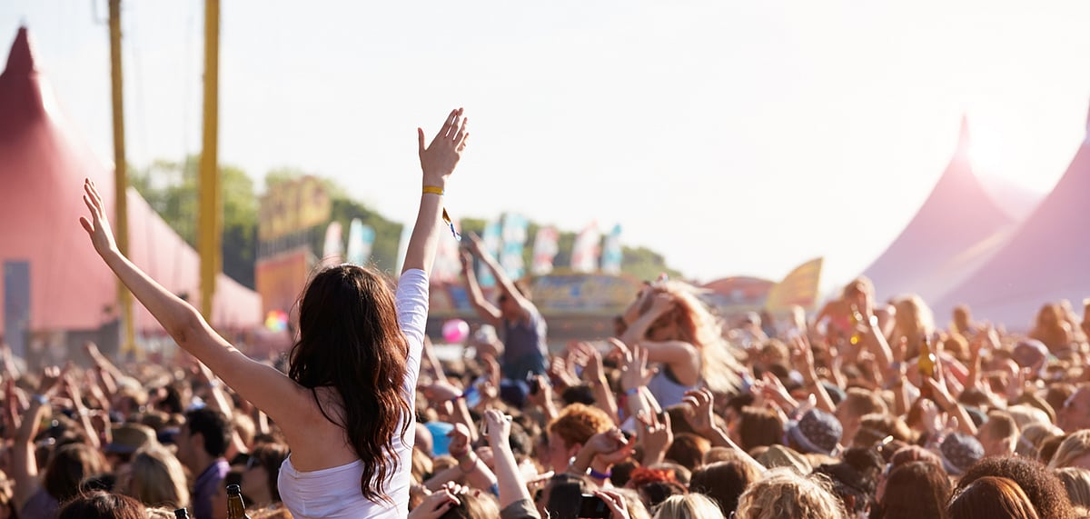 Crowd enjoying themselves at a music festival