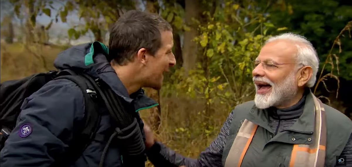 Modi and Bear Grylls on the show (Screenshot taken from trailer) 