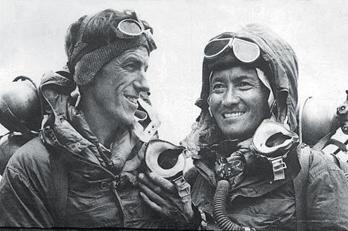 Edmund Hillary and Tenzing Norgay after climbing Everest in 1953