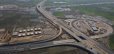 Aerial view of 6-lane highway, Photo Credit Union Minister Nitin Gadkari