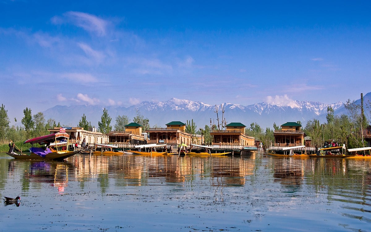 Houseboats lined up on the Dal Lake, Srinagar