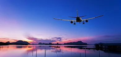 Representational image of a airplane flying over the sea