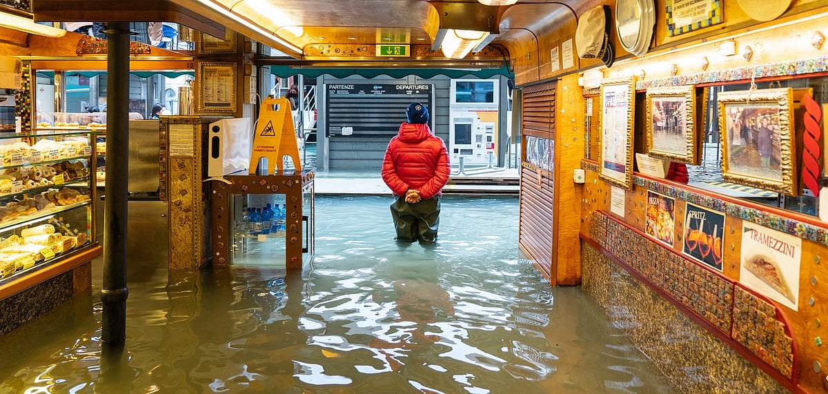 Businesses and shops in the city were flooded 
