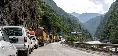 Hundereds of tourists were stranded as many roads were blocked due to the landslides