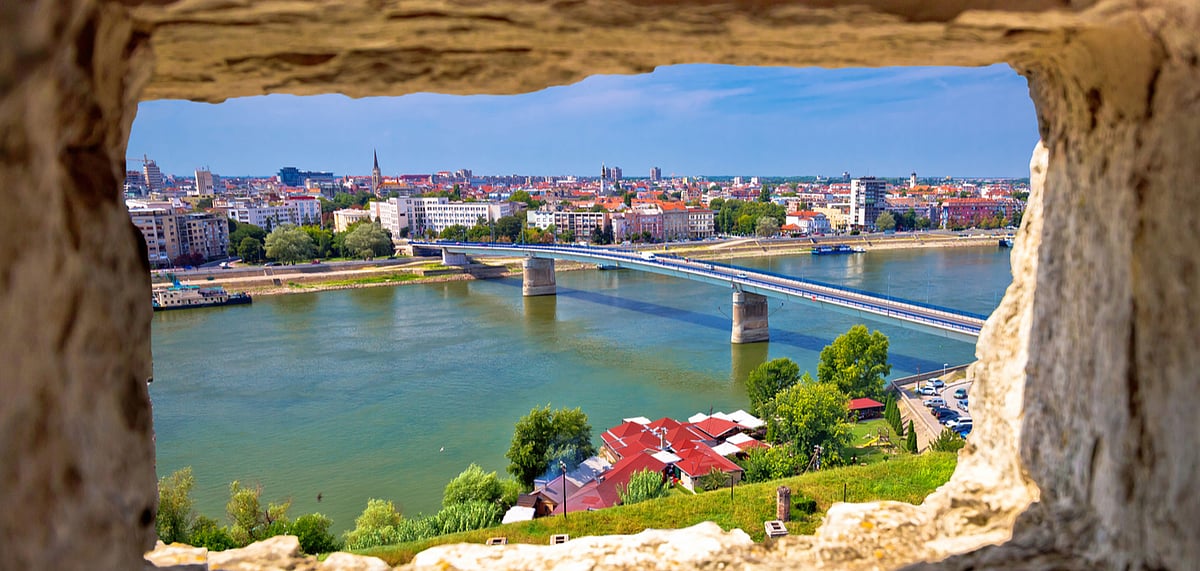 The city Of Novi Sad in Serbia, and the Danube river