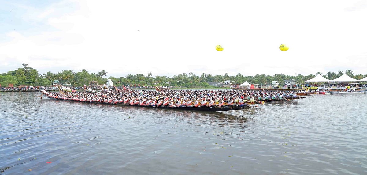 The participating snake-boats in the Champions Boat League 2022