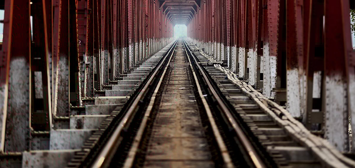 Railway track on the bridge