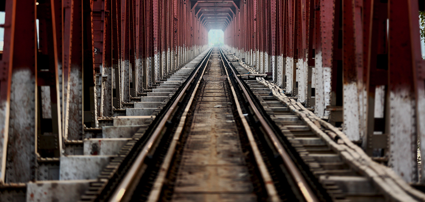 Railway track on the bridge