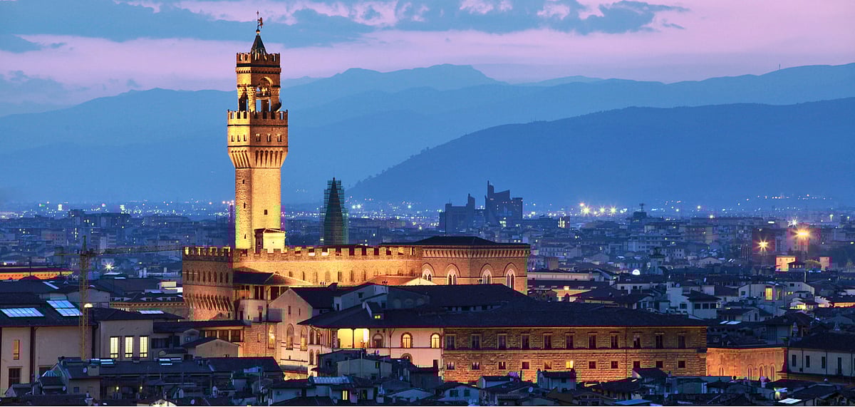 The tower of Palazzo Vecchio, the unmistakable titan of Florences grand skyline
