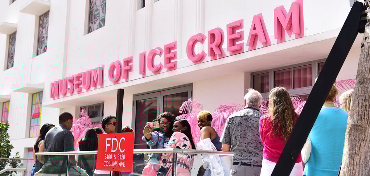 People lined up for tickets to the Museum of Ice cream in Miami, Florida
