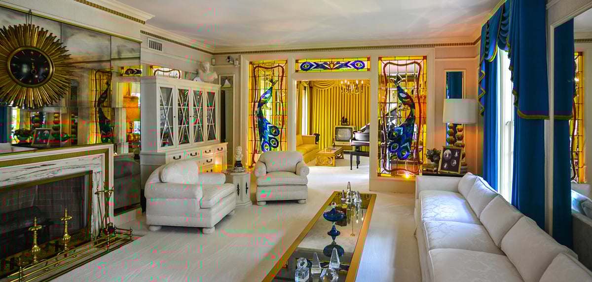 The living room in Elvis Presleys Graceland mansion