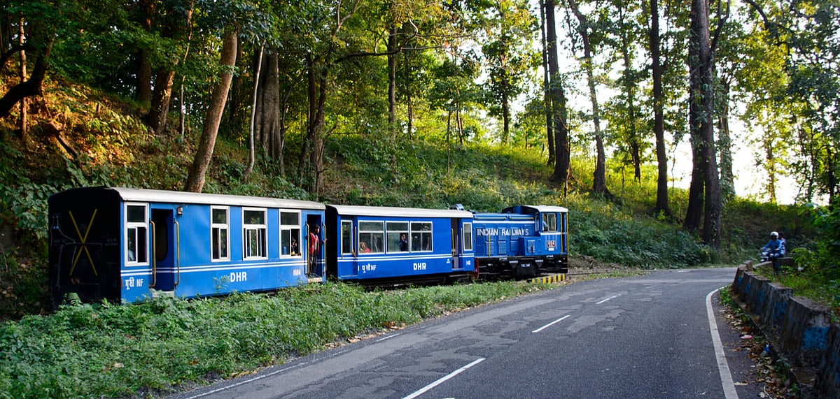 The powder blue coaches pulled by the wee locomotive are a huge tourist attraction 