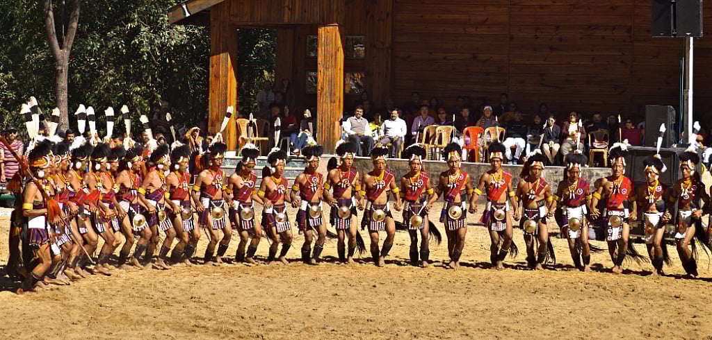 A local Naga tribe performing for the Hornbill Festival