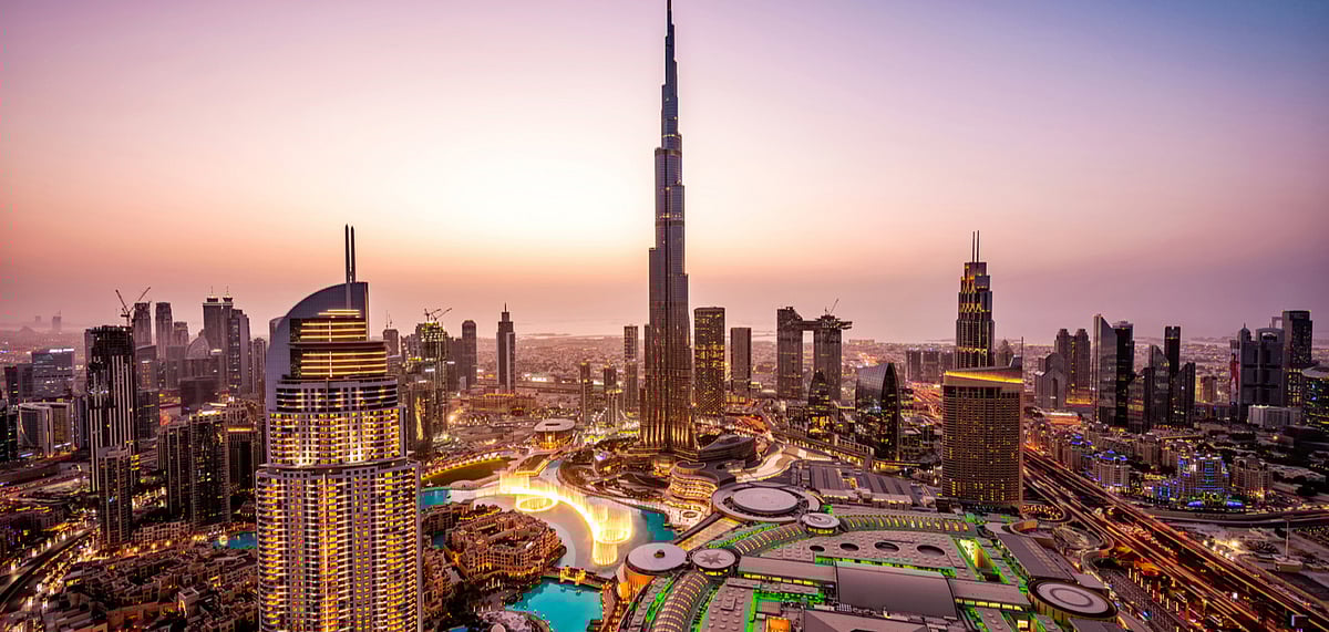 Dubai skyline at night 