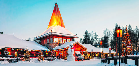 Snowman at Santa Office of Santa Claus Village in Rovaniemi in Lapland in Finland