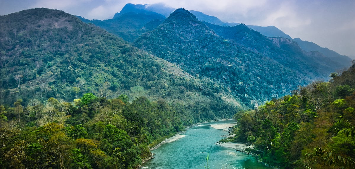 The India-Bhutan border inside the Royal Manas National Park, Bhutan
