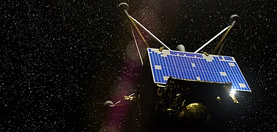 Part of an artists depiction of Chandrayaan-2 and the Vikram lander