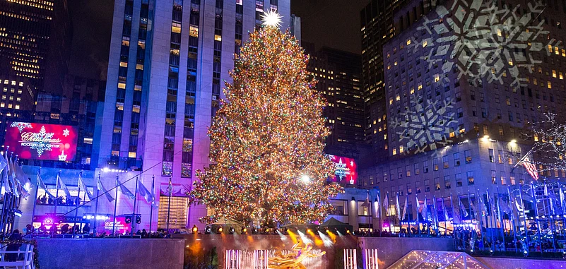 The Christmas tree lighting at the iconic Rockefeller Center