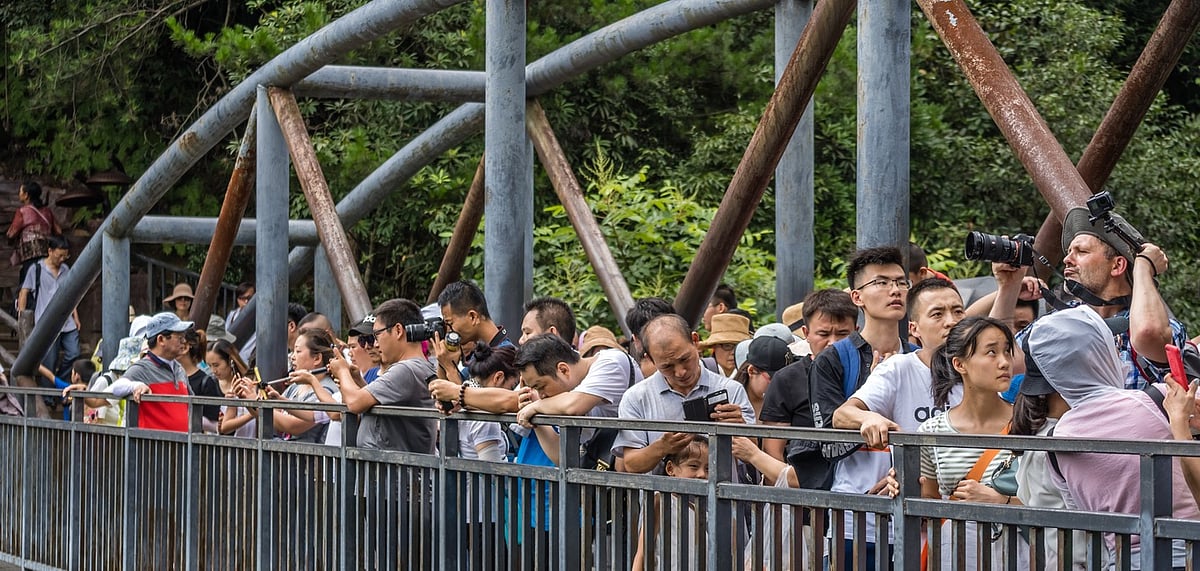 Representative image Crowds in China gather to visit tourist destinations