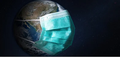 Representative image Planet Earth with a face mask