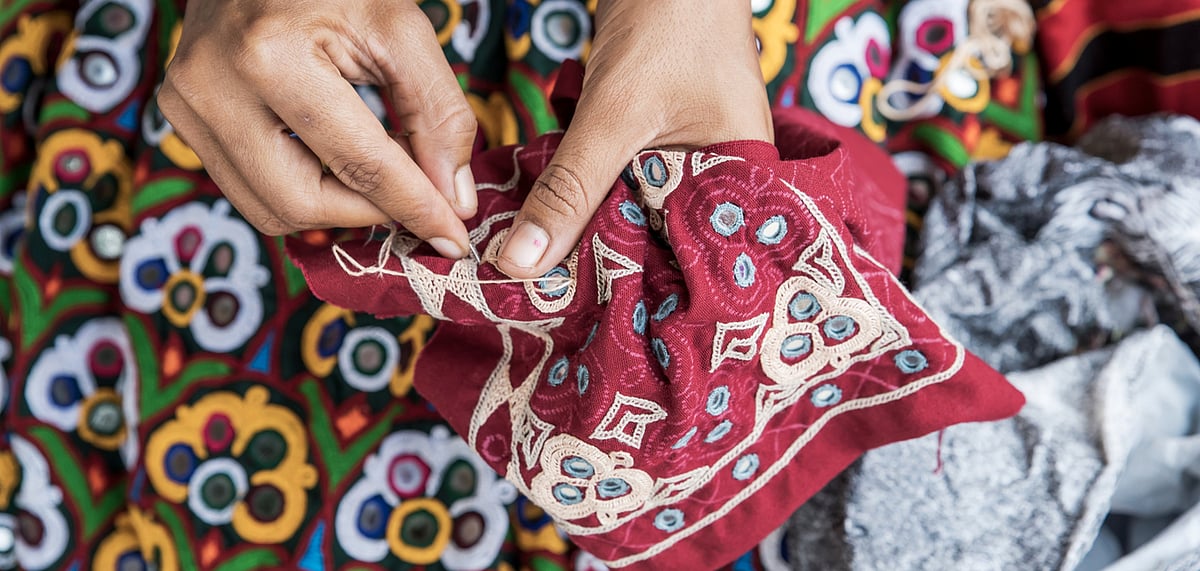 An embroidery work in progress