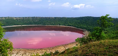 The oval-shaped lake was formed after a meteorite hit