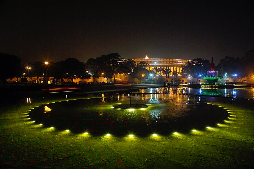 Illuminated Parliament, Delhi. Photo Credit Shutterstock