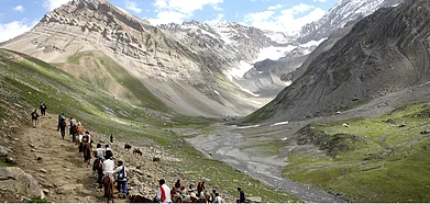 Pilgrims enroute their yatra to Amarnath