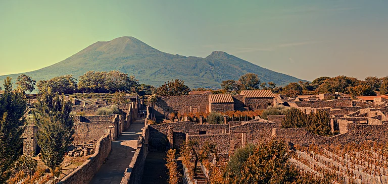 Pompeii was a once-thriving city that became submerged under volcanic ash, rocks and dust when Mount Vesuvius exploded in AD 79 - Shutterstock