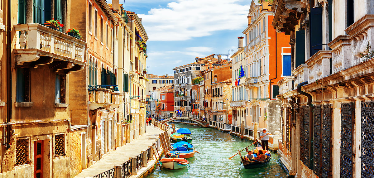 Rio Marin Canal seen from the Ponte de la Bergami in Venice
