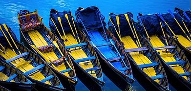 Isolated boats on Naini Lake during the lockdown