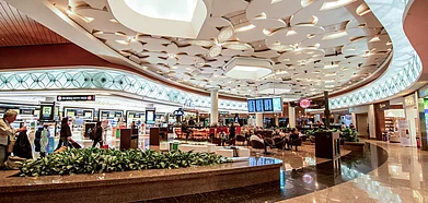 The test zone that has been set up near the baggage carousel at the airport