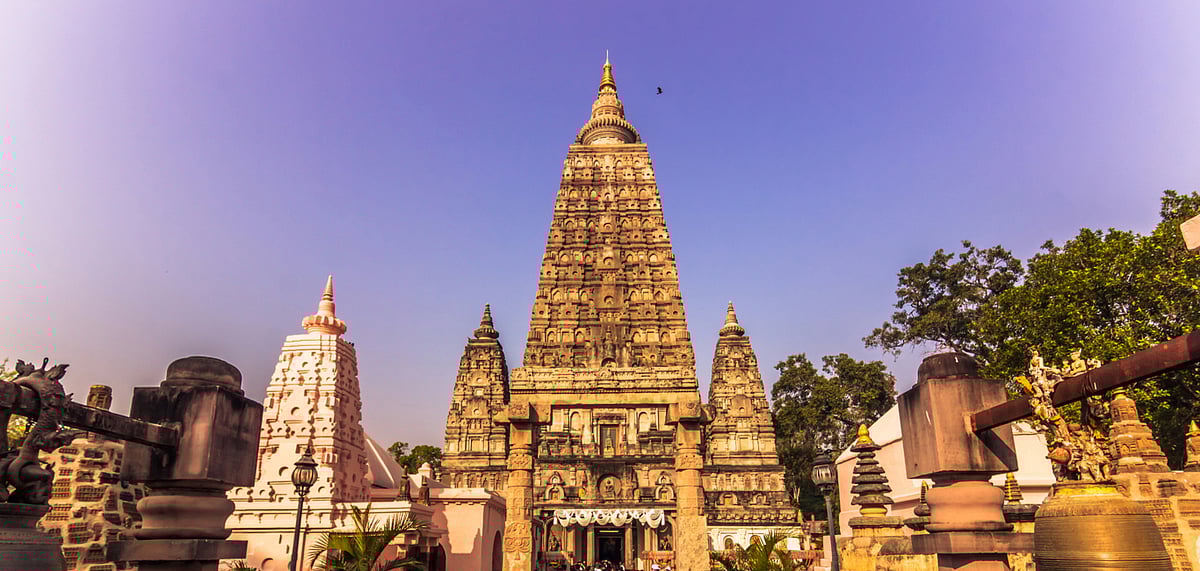 The Mahabodhi Temple in Bodh Gaya, Bihar, a UNESCO World Heritage Site, enshrines the spot where Buddha gained his enlightenment