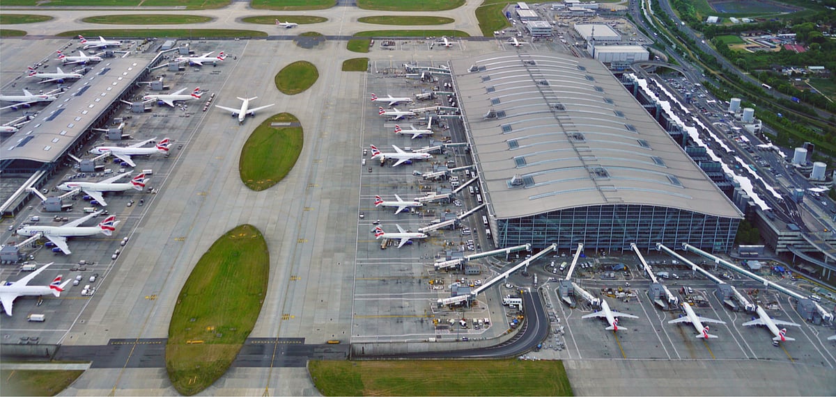 An aerial view of the airport 