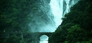 The gushing waters of the Dudhsagar Falls