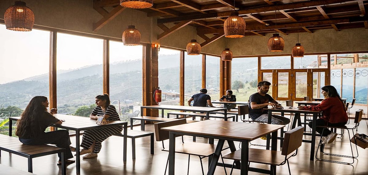 Socially distanced seating at the restaurant