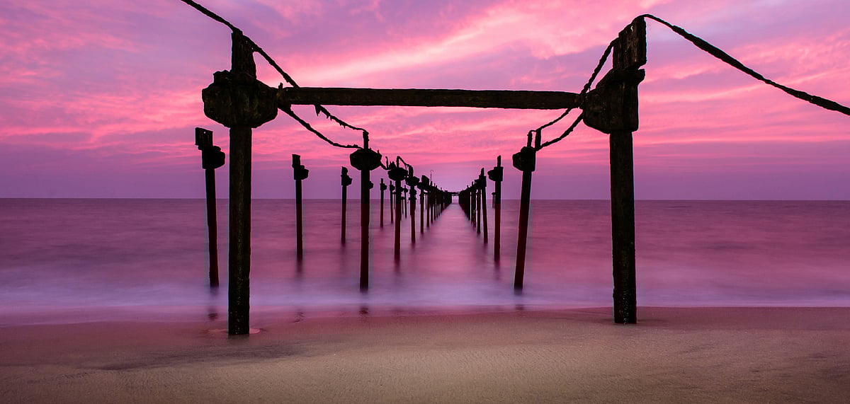 Beautiful sunset scene at Alleppey beach, Kerala