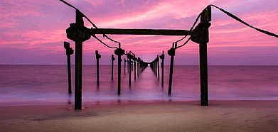 Beautiful sunset scene at Alleppey beach, Kerala