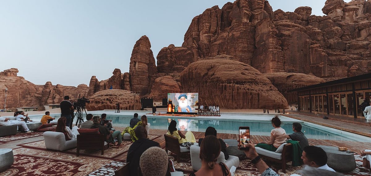 Sadhguru addressing the gathering, Photo Courtesy Royal Commission for AlUla
