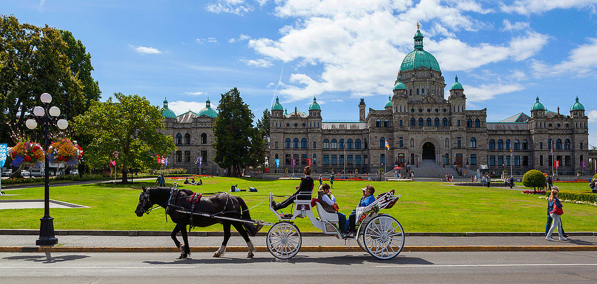 A horse pulled Victoria carriage 