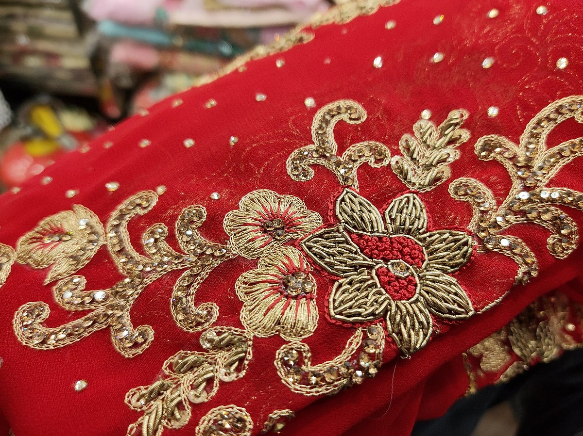 A sari embellished with zardozi embroidery