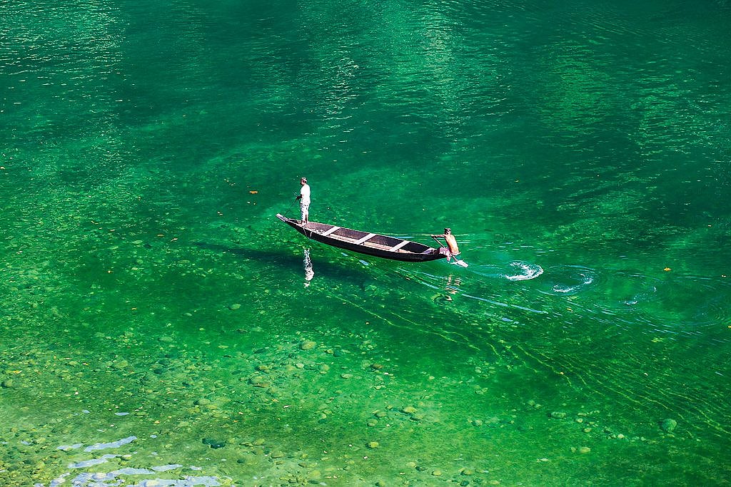 The lovely boat ride on Dawki lake, Shillong