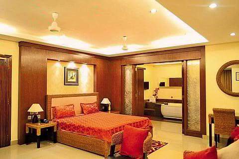 A comfortable room in the KRC Palace, Tezpur.