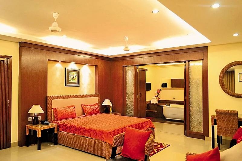 A comfortable room in the KRC Palace, Tezpur.